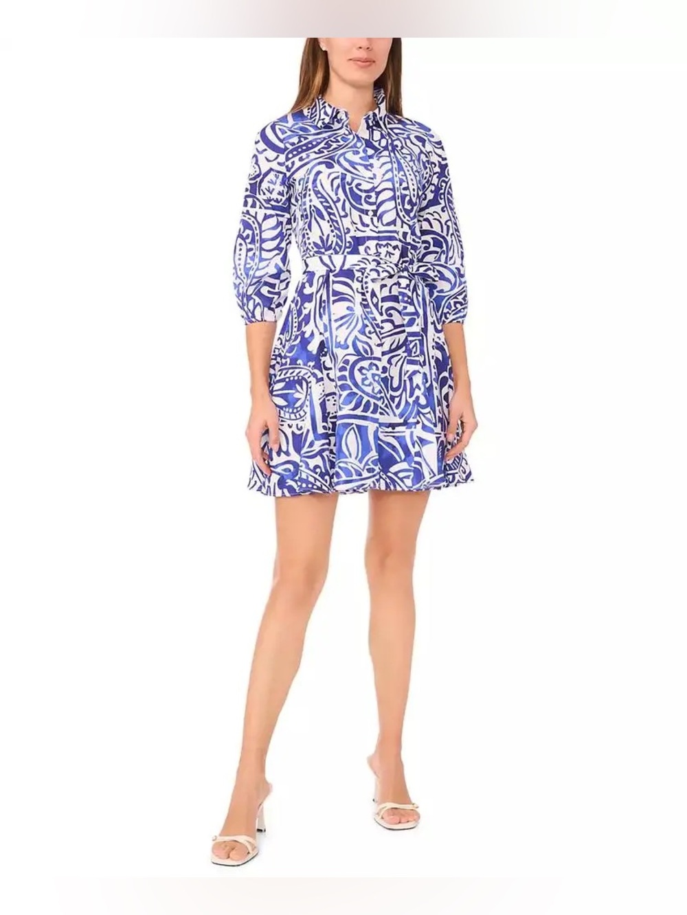 MSK
Women’s Petite Printed Collared Short Shirt Dress
